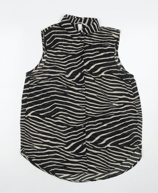 Womens UK Size 10 H&M Black Basic Button-Up