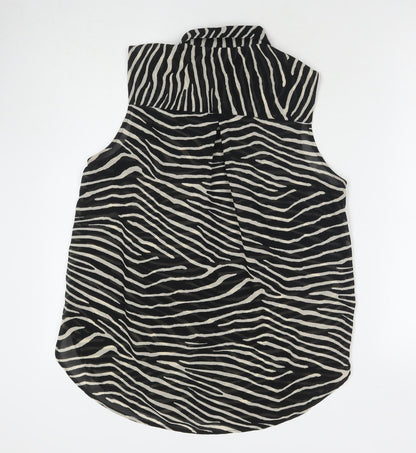 Womens UK Size 10 H&M Black Basic Button-Up