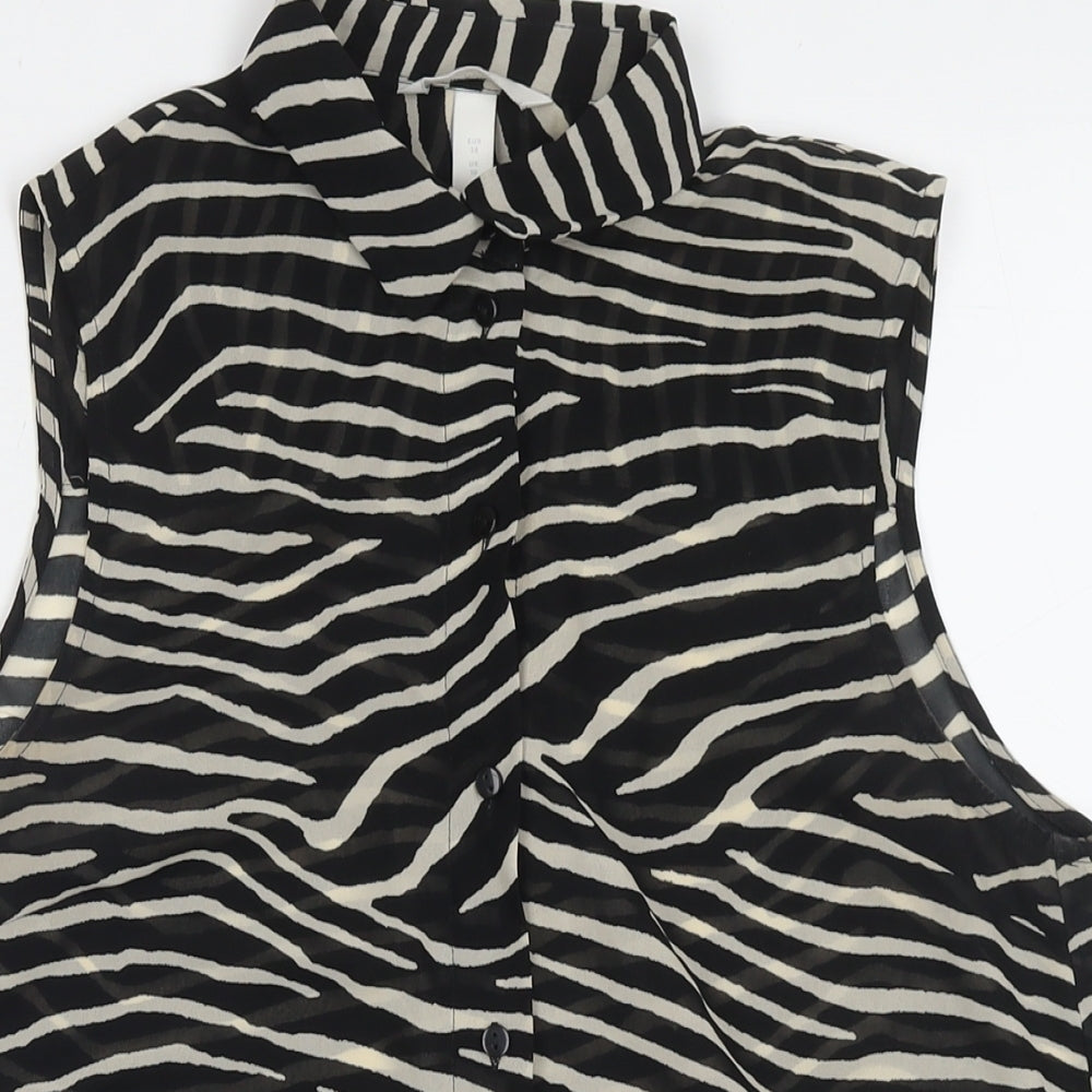 Womens UK Size 10 H&M Black Basic Button-Up
