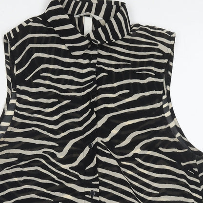 Womens UK Size 10 H&M Black Basic Button-Up
