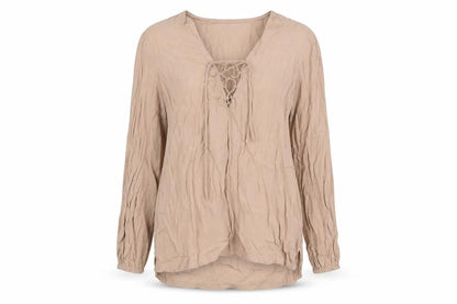 Forever 21 Womens Beige Viscose Basic Button-Up Size S Boat Neck