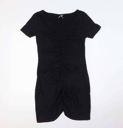 Divided by H&M Womens Black Polyester A-Line Size M V-Neck