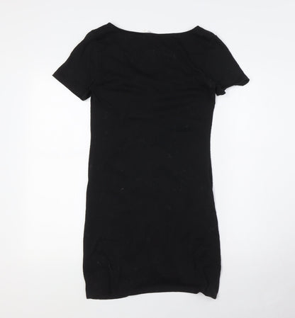 Divided by H&M Womens Black Polyester A-Line Size M V-Neck