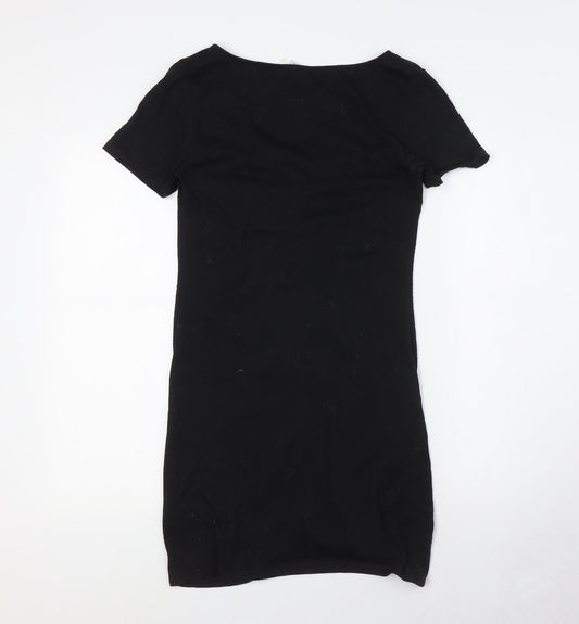 Divided by H&M Womens Black Polyester A-Line Size M V-Neck