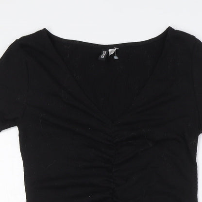Divided by H&M Womens Black Polyester A-Line Size M V-Neck