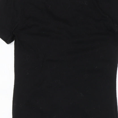 Divided by H&M Womens Black Polyester A-Line Size M V-Neck