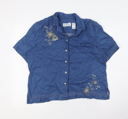 Womens UK Size 16 Alfred Dunner Blue Basic Button-Up