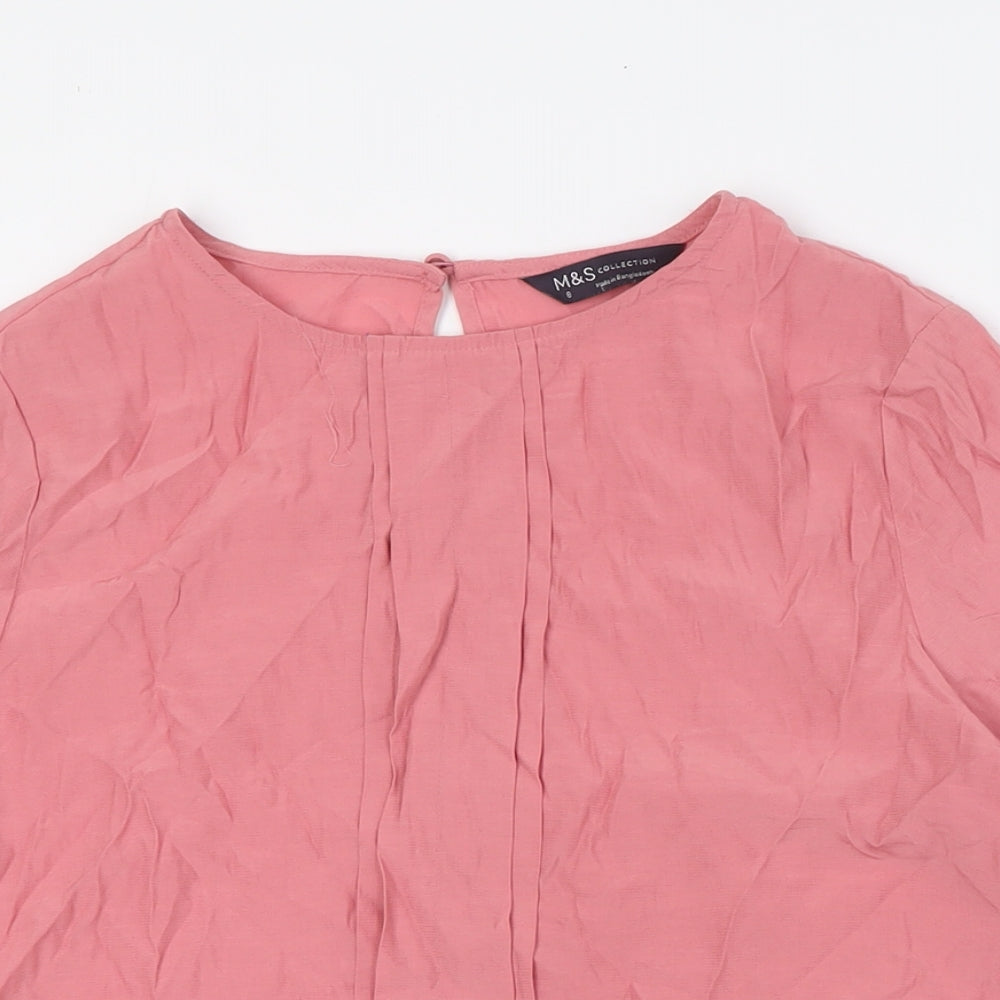 Womens UK Size 8 Marks and Spencer Pink Basic Blouse