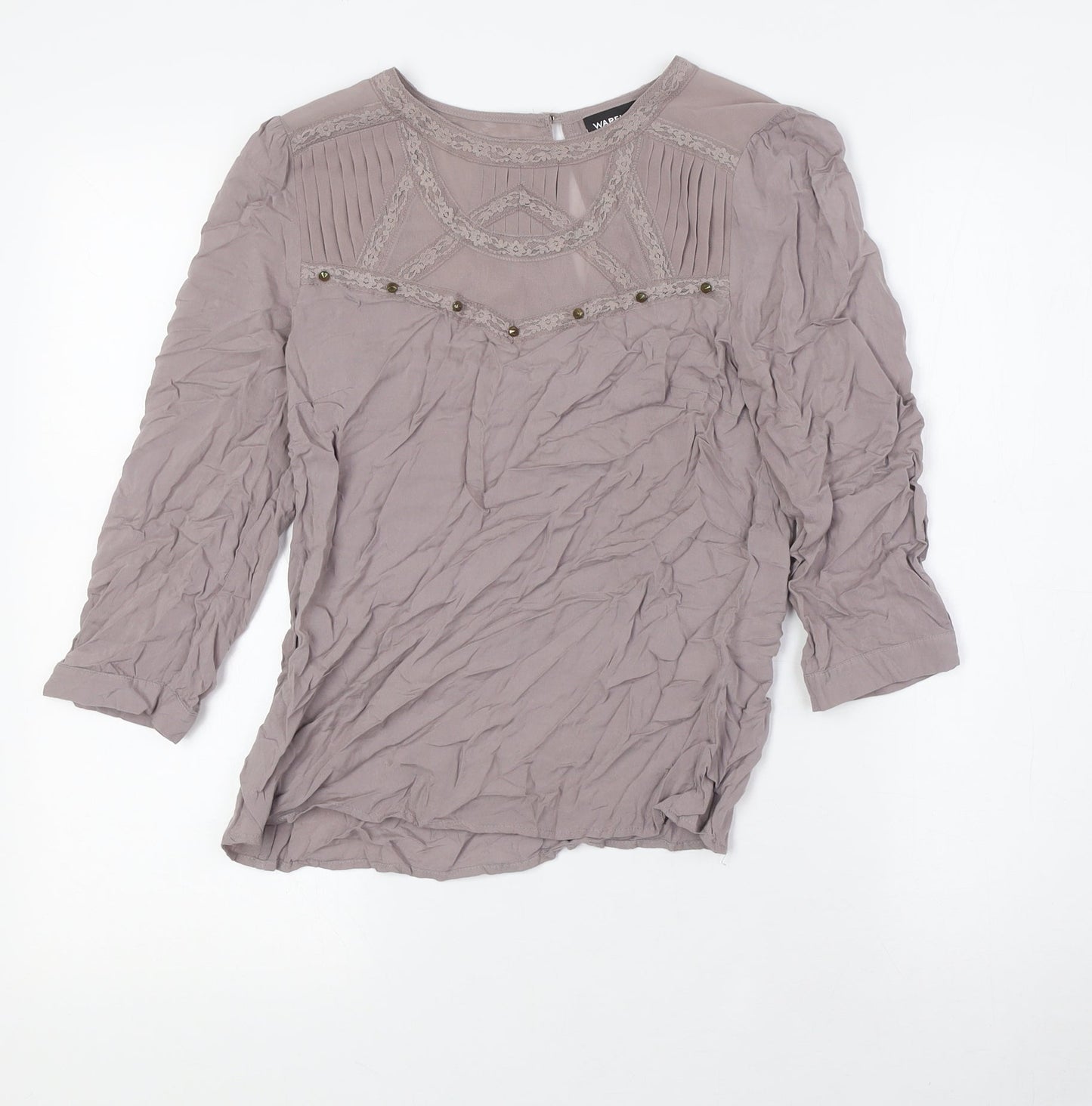 Womens UK Size 8 Warehouse Beige Basic Blouse