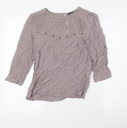 Womens UK Size 8 Warehouse Beige Basic Blouse