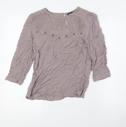 Womens UK Size 8 Warehouse Beige Basic Blouse