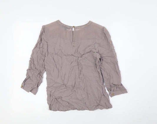 Womens UK Size 8 Warehouse Beige Basic Blouse