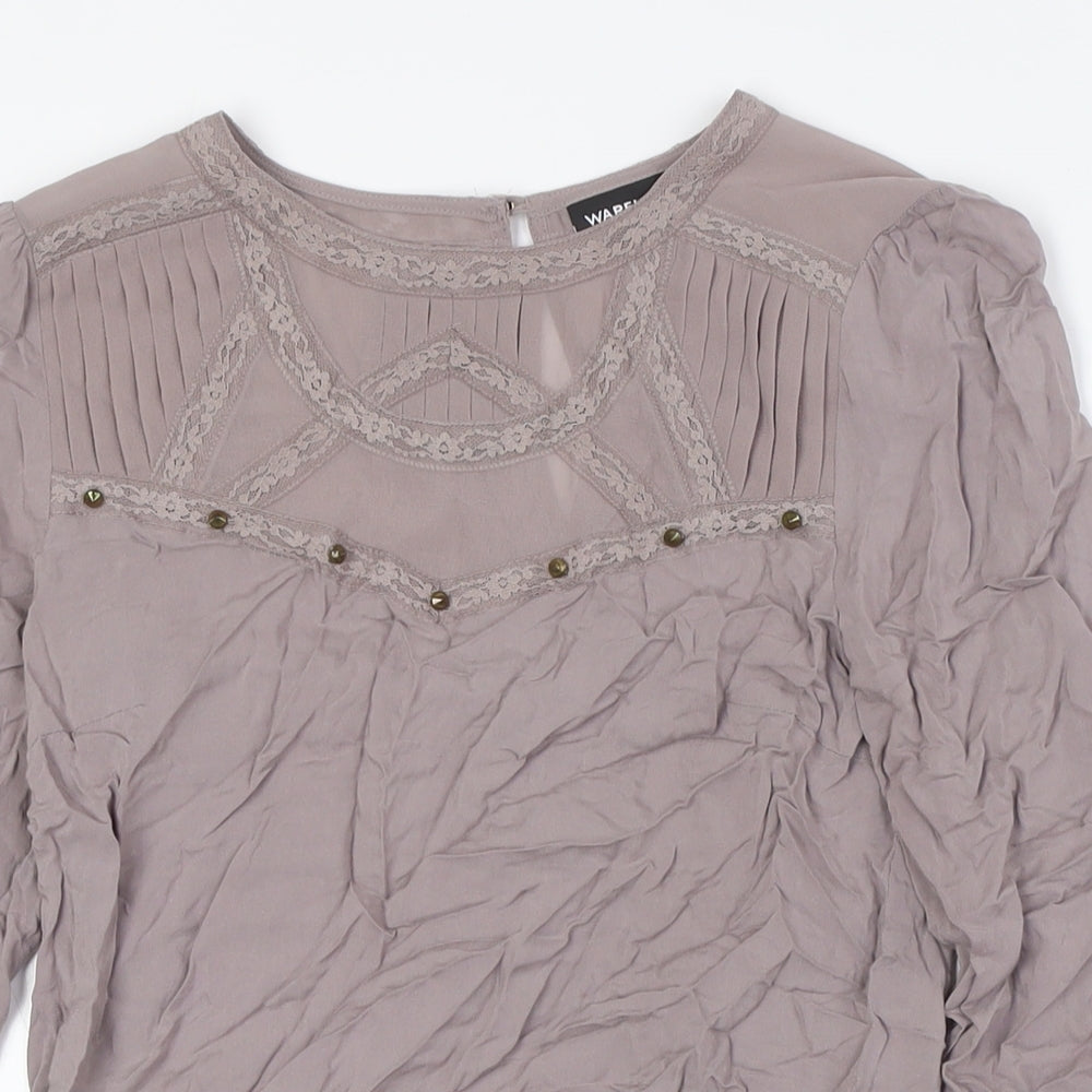 Womens UK Size 8 Warehouse Beige Basic Blouse