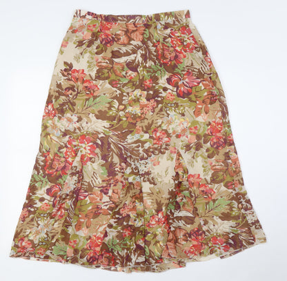 Coldwater Creek Womens Multicoloured Floral Polyester A-Line Skirt Size S Zip