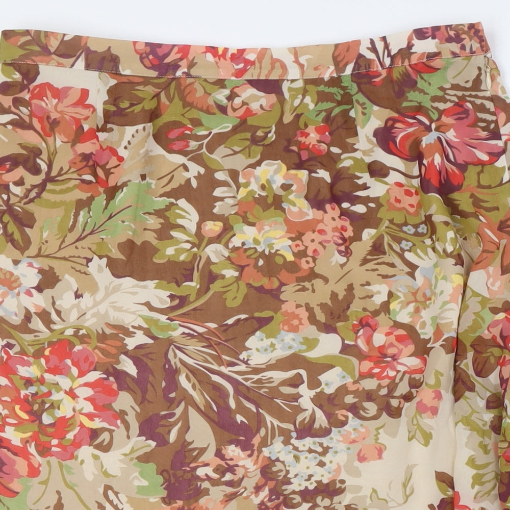 Coldwater Creek Womens Multicoloured Floral Polyester A-Line Skirt Size S Zip