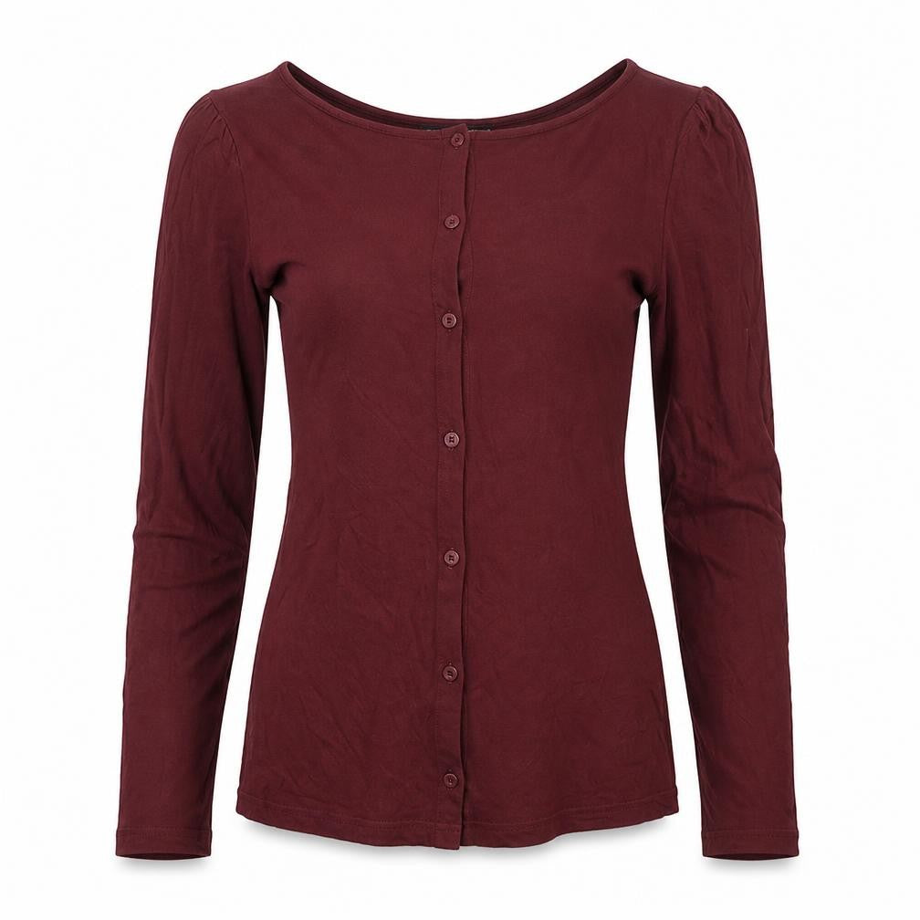 Womens UK Size 10 Warehouse Red Basic Button-Up