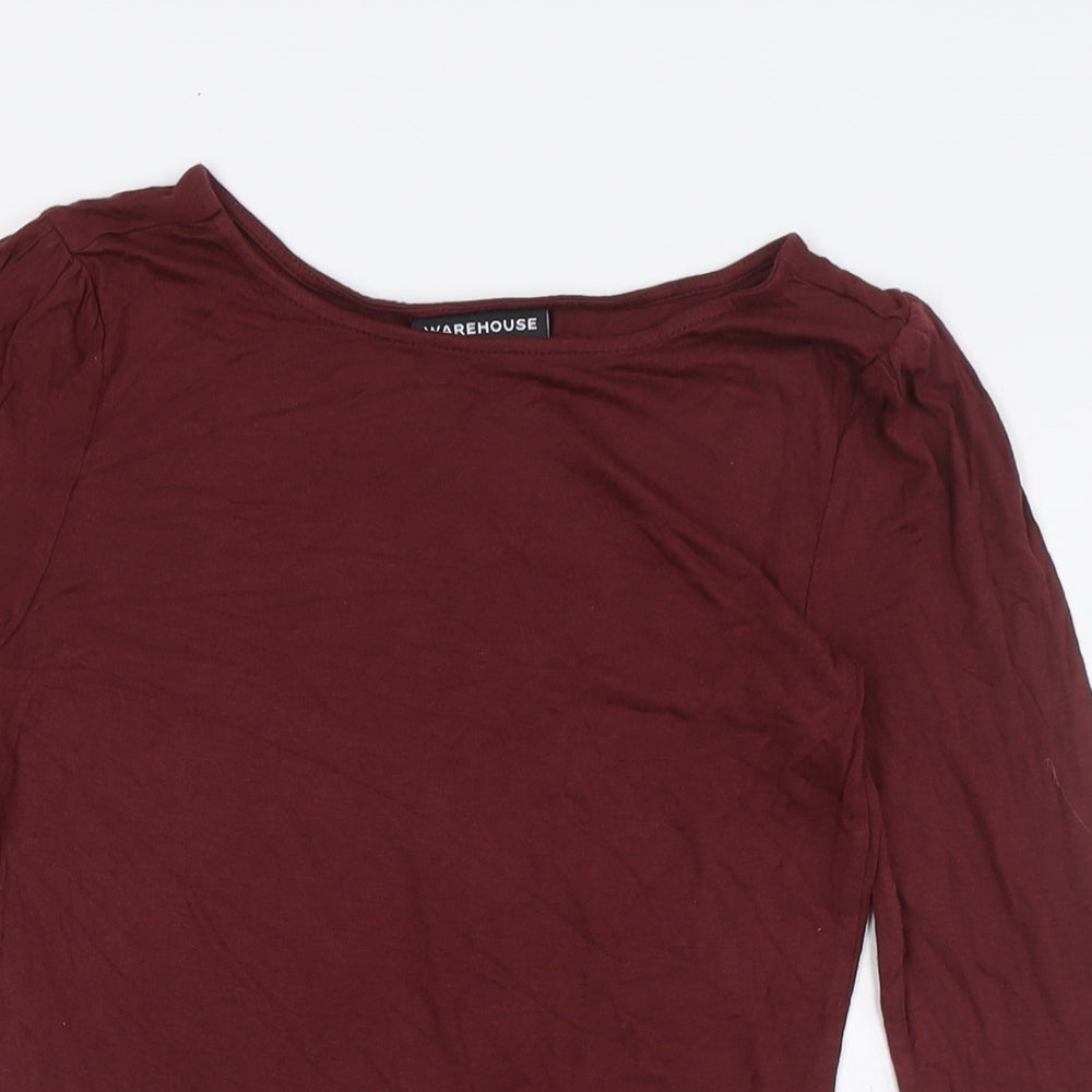 Womens UK Size 10 Warehouse Red Basic Button-Up