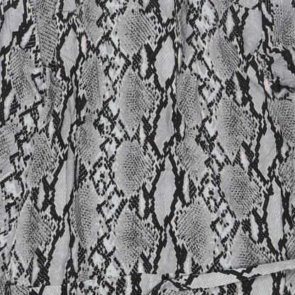 Select Womens Grey Animal Print Viscose A-Line Size 16 Collared Button - Belted