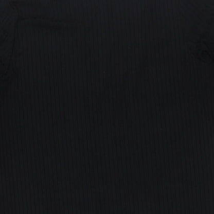 Boohoo Womens Black Polyester A-Line Size 16 V-Neck - Ribbed