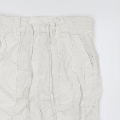 Marks and Spencerw Womens White Flax A-Line Skirt Size 8 - Elasticated Waist