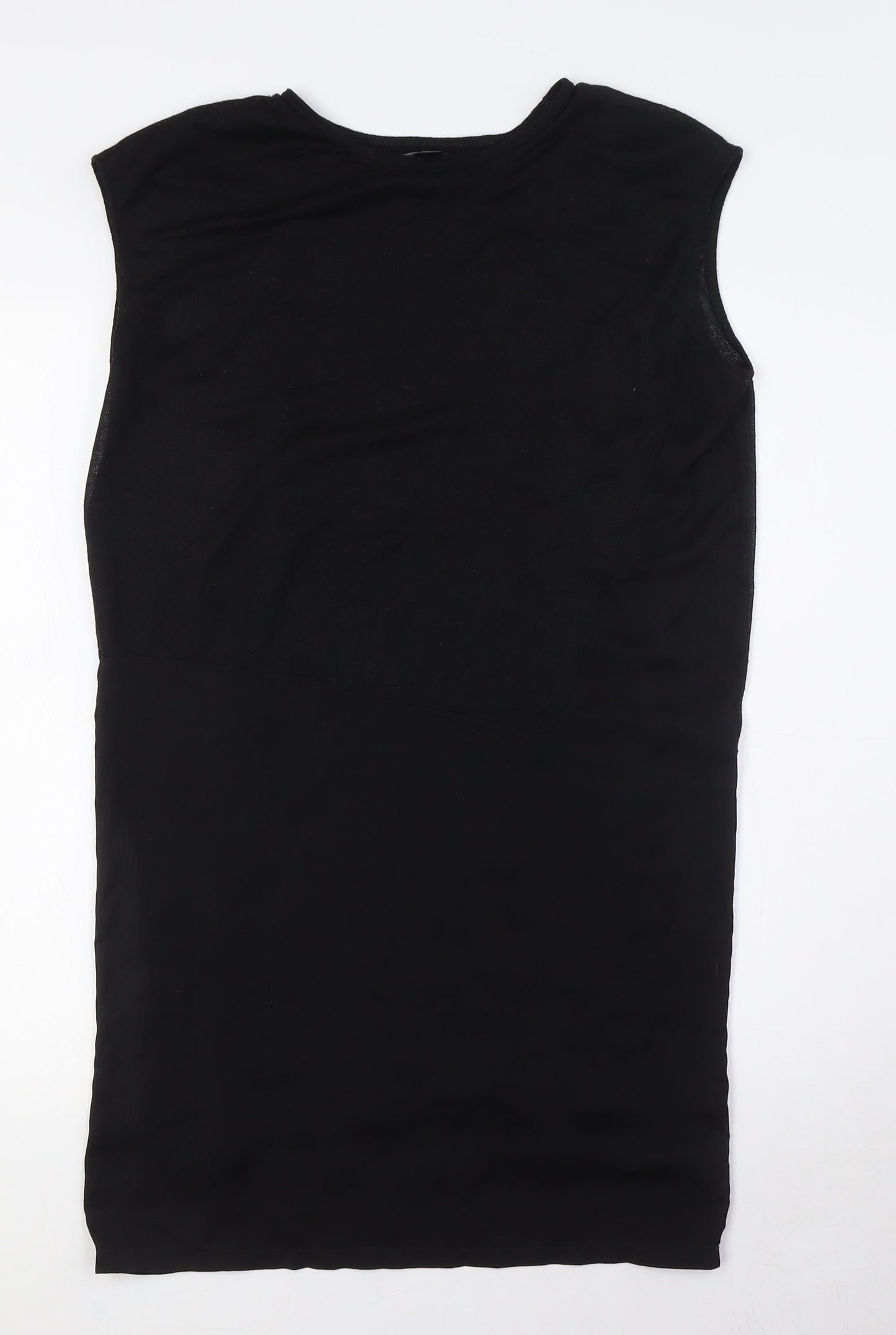 Mango Womens Black Polyester A-Line Size S Round Neck