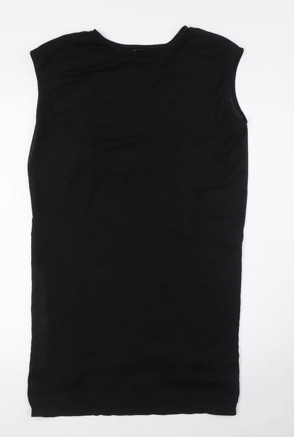 Mango Womens Black Polyester A-Line Size S Round Neck
