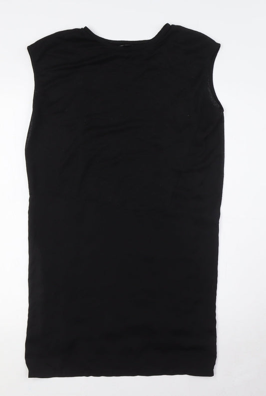Mango Womens Black Polyester A-Line Size S Round Neck