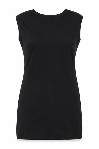 Mango Womens Black Polyester A-Line Size S Round Neck