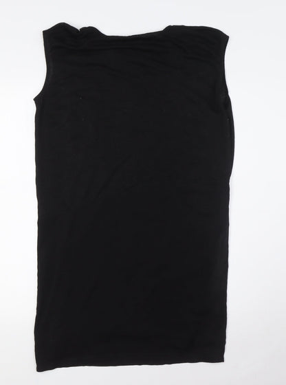 Mango Womens Black Polyester A-Line Size S Round Neck