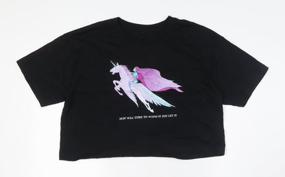 Womens UK Size L Earth Positive Black Basic T-Shirt