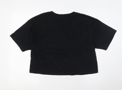 Womens UK Size L Earth Positive Black Basic T-Shirt