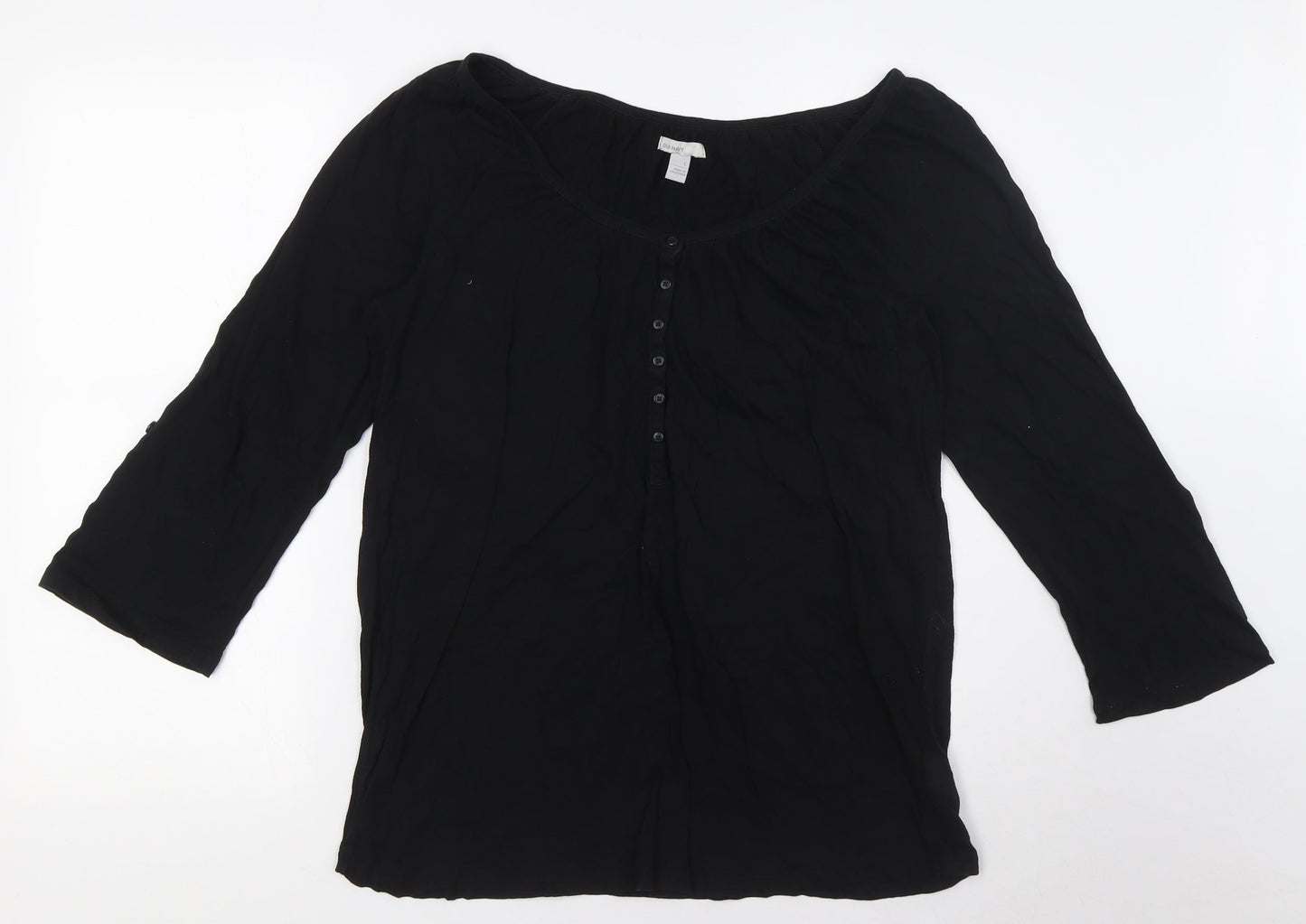 Womens UK Size L Old Navy Black Basic Button-Up