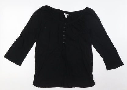 Womens UK Size L Old Navy Black Basic Button-Up