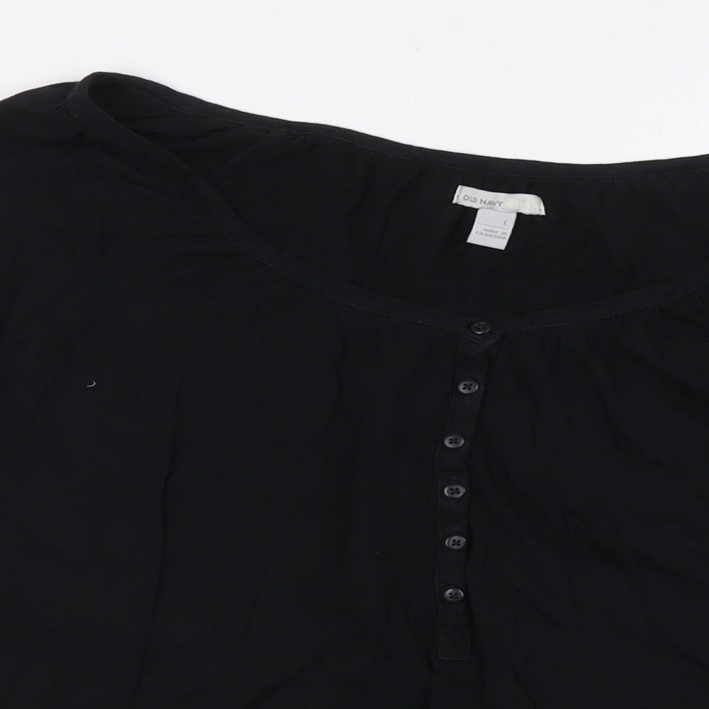 Womens UK Size L Old Navy Black Basic Button-Up