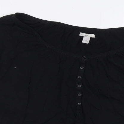 Womens UK Size L Old Navy Black Basic Button-Up