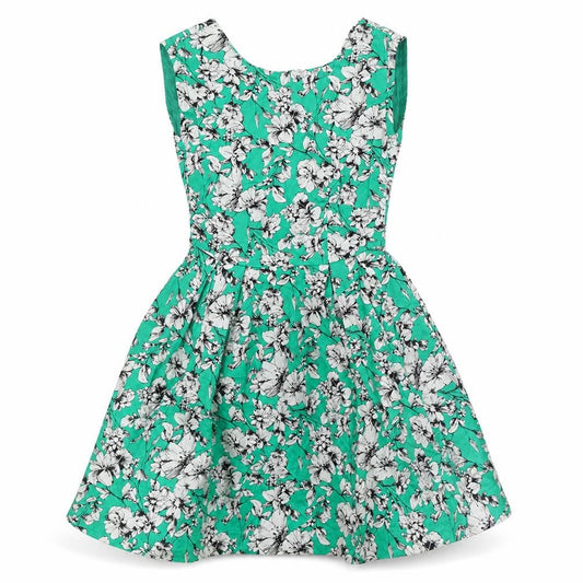 Louche Womens Green Floral Cotton A-Line Size 8 Boat Neck Zip - Pockets