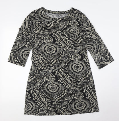 QED London Womens Black Cotton A-Line Size L Round Neck