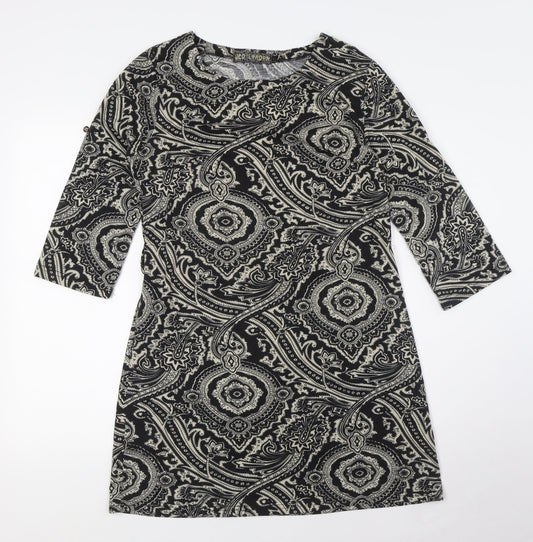 QED London Womens Black Cotton A-Line Size L Round Neck