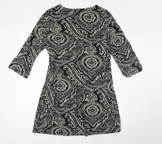 QED London Womens Black Cotton A-Line Size L Round Neck