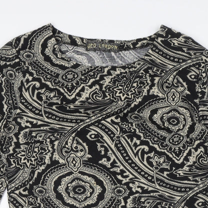 QED London Womens Black Cotton A-Line Size L Round Neck