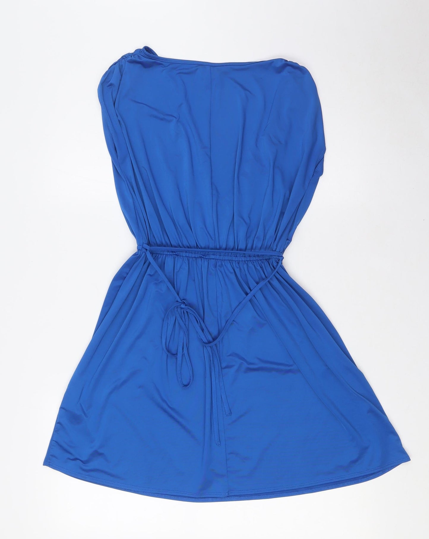 New Look Womens Blue Polyester A-Line Size 8 V-Neck