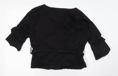 Womens UK Size M PRETTYLITTLETHING Black Basic Button-Up