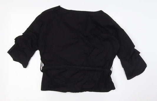 Womens UK Size M PRETTYLITTLETHING Black Basic Button-Up
