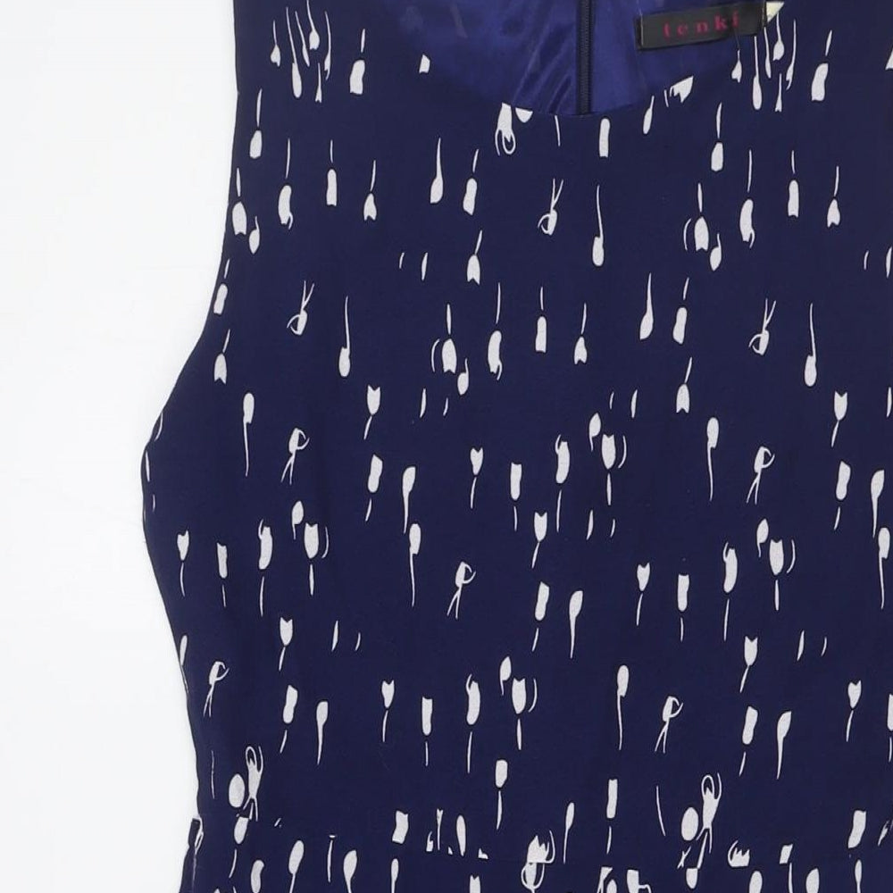 Tenki Womens Blue Polyester A-Line Size 8 Round Neck Zip