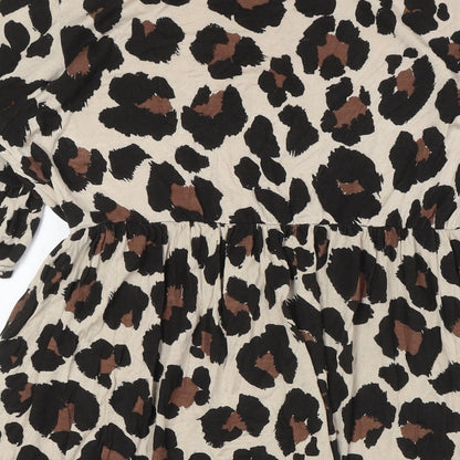Boohoo Womens Multicoloured Animal Print Viscose A-Line Size 12 Round Neck