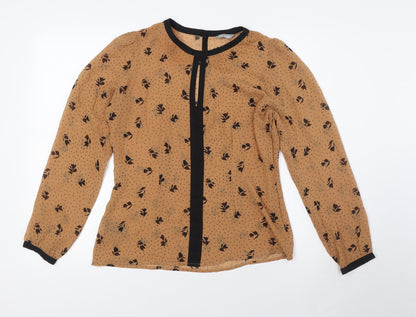 Womens UK Size 10 Marks and Spencer Brown Basic Button-Up