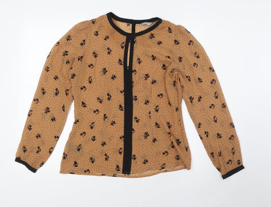 Womens UK Size 10 Marks and Spencer Brown Basic Button-Up