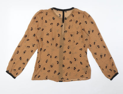Womens UK Size 10 Marks and Spencer Brown Basic Button-Up