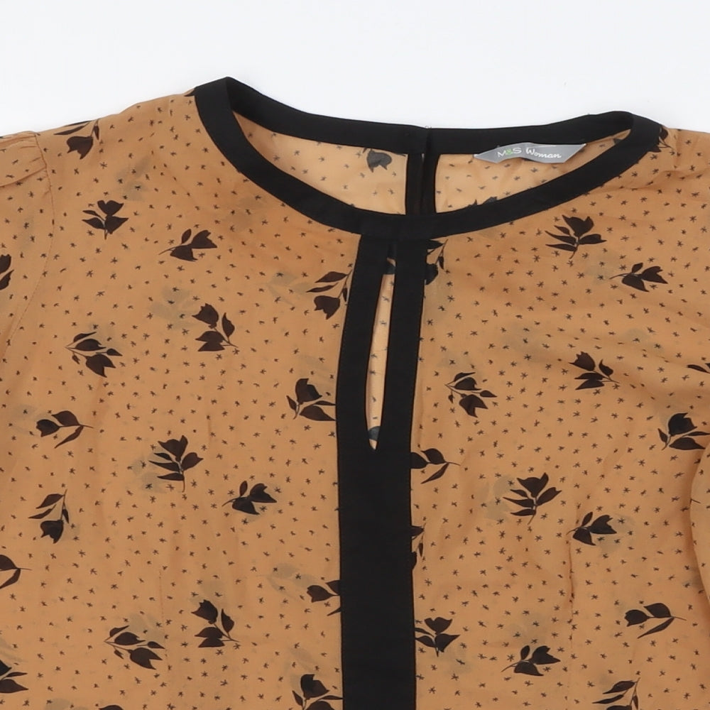 Womens UK Size 10 Marks and Spencer Brown Basic Button-Up