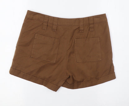 Vera Moda Womens Brown Polyester Bermuda Shorts Size 8 L3 in Regular Zip - Turn Ups
